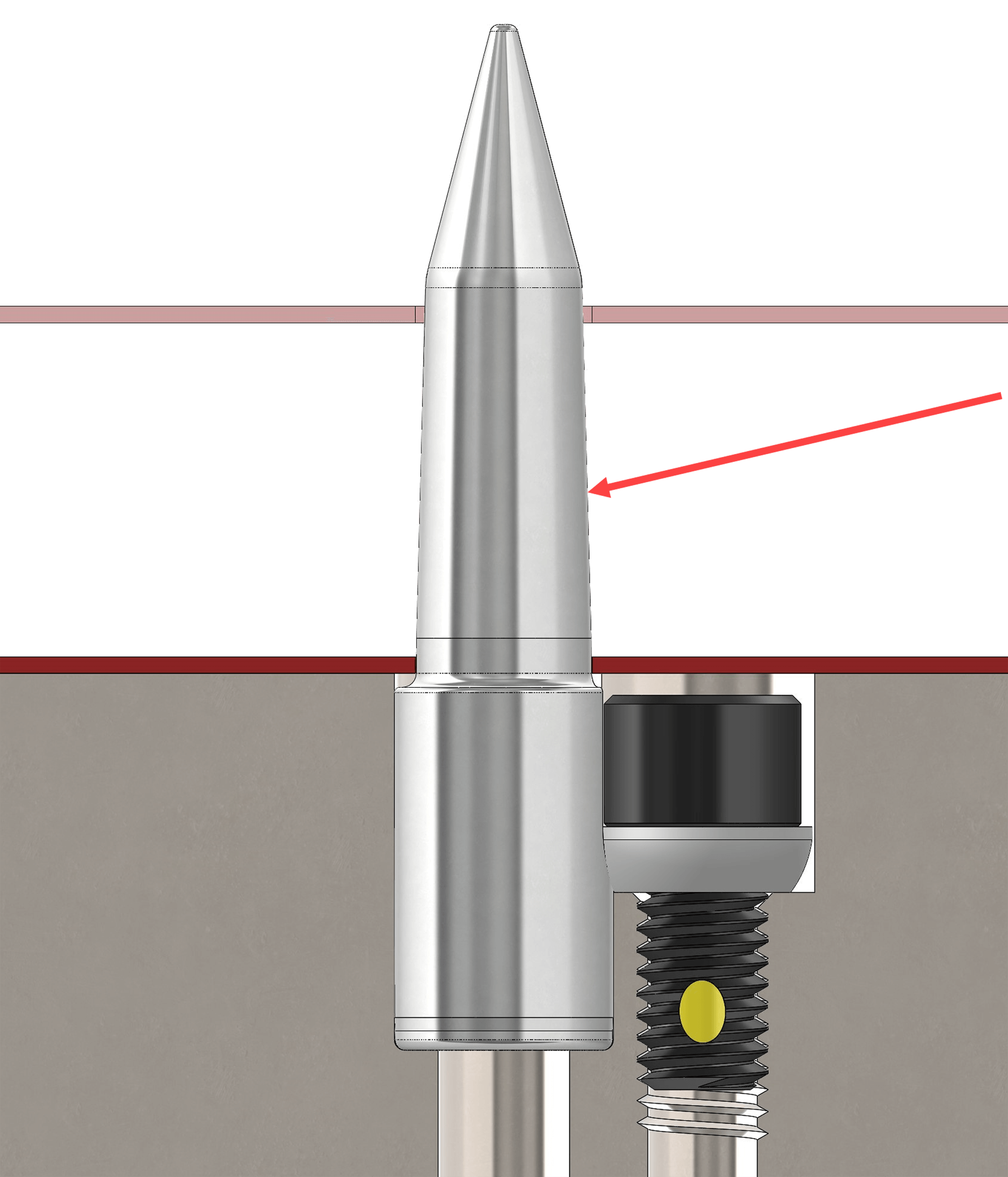 Tapered Pilot illustration with ideal 3 degree taper