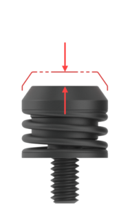 20mm black ejector with red arrows labeling travel