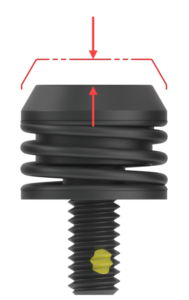 22.5mm black ejector with red arrow travel labels