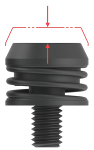 25mm black ejector with red arrow travel labels