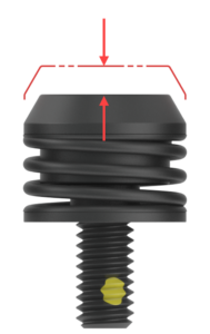 .875 black ejector with red arrow travel labels