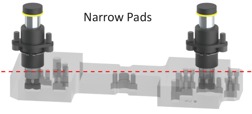 Labeled Narrow Pads with 2 guided keepers and red measurement line